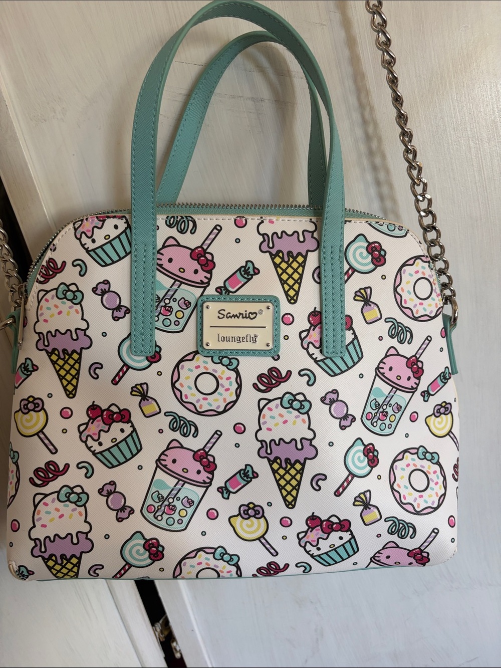Loungefly Sanrio Hello Kitty Mint Sweet Treats Dome Satchel like new
